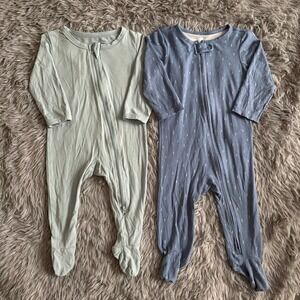 Carters & RRT Bamboo Footie Sleeper Bundle Blue Soft Infant 6 Months Baby Boy